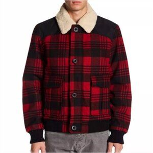 Lucky Brand Men's Sz. XL Removable Faux Shearling Collar Plaid Trucker Jacket